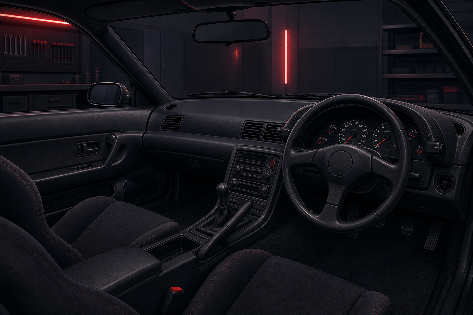 R32 GT-R style interior illustration